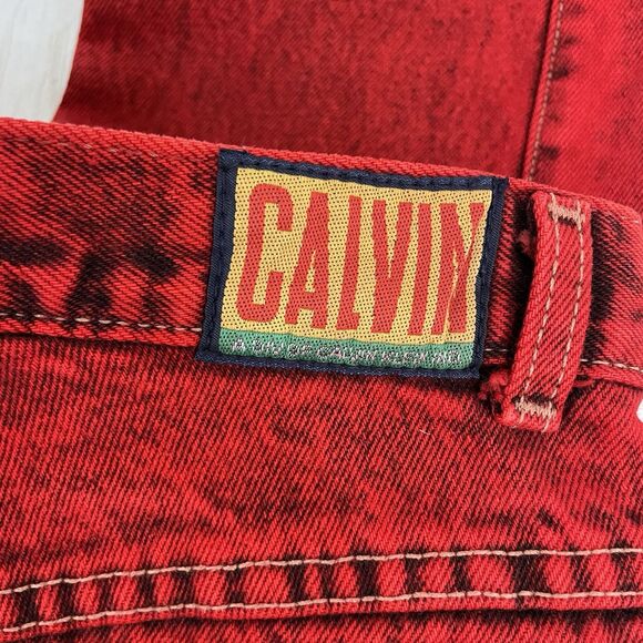 Vintage Women's Jeans Sz 9/10 Calvin Klein Red Stone Acid Washed Denim R… - Picture 8 of 14